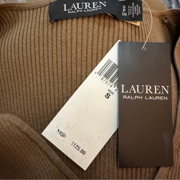 NWT Women RALPH LAUREN Honey Tan Classic   Timeless Blouson light Sweater Spring - Picture 5 of 7